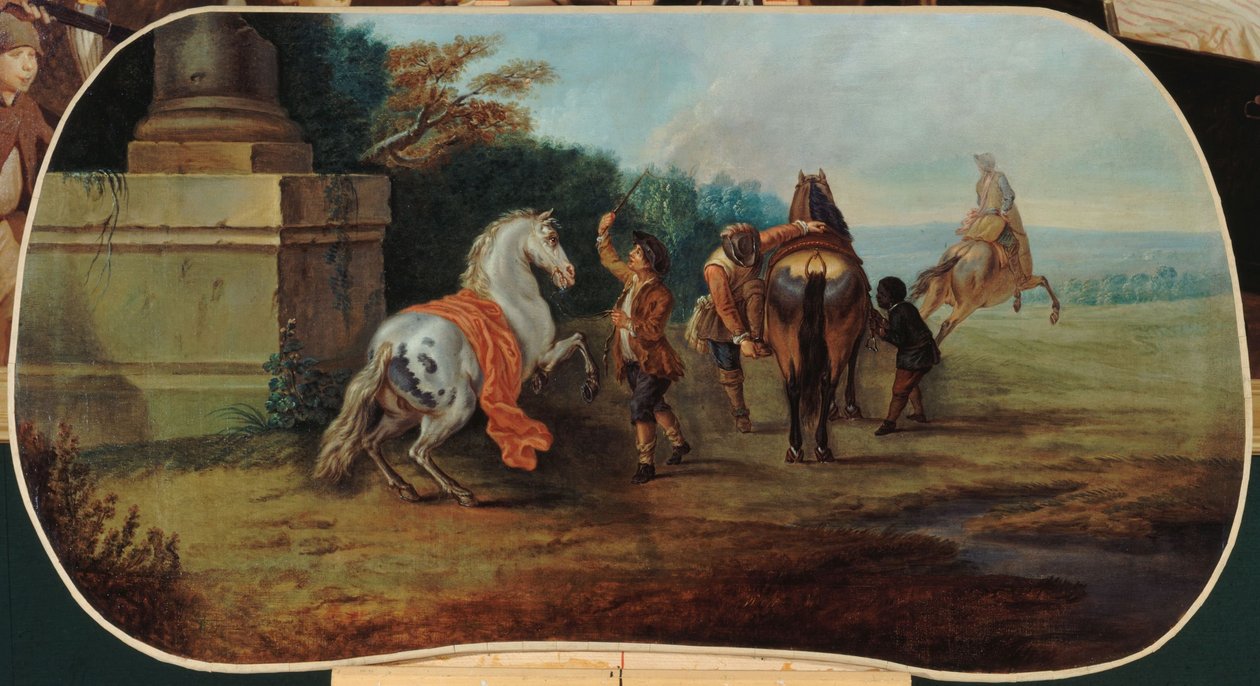 O Banho dos Cavalos, entre 1701 e 1800 (óleo sobre tela) de Unknown artist