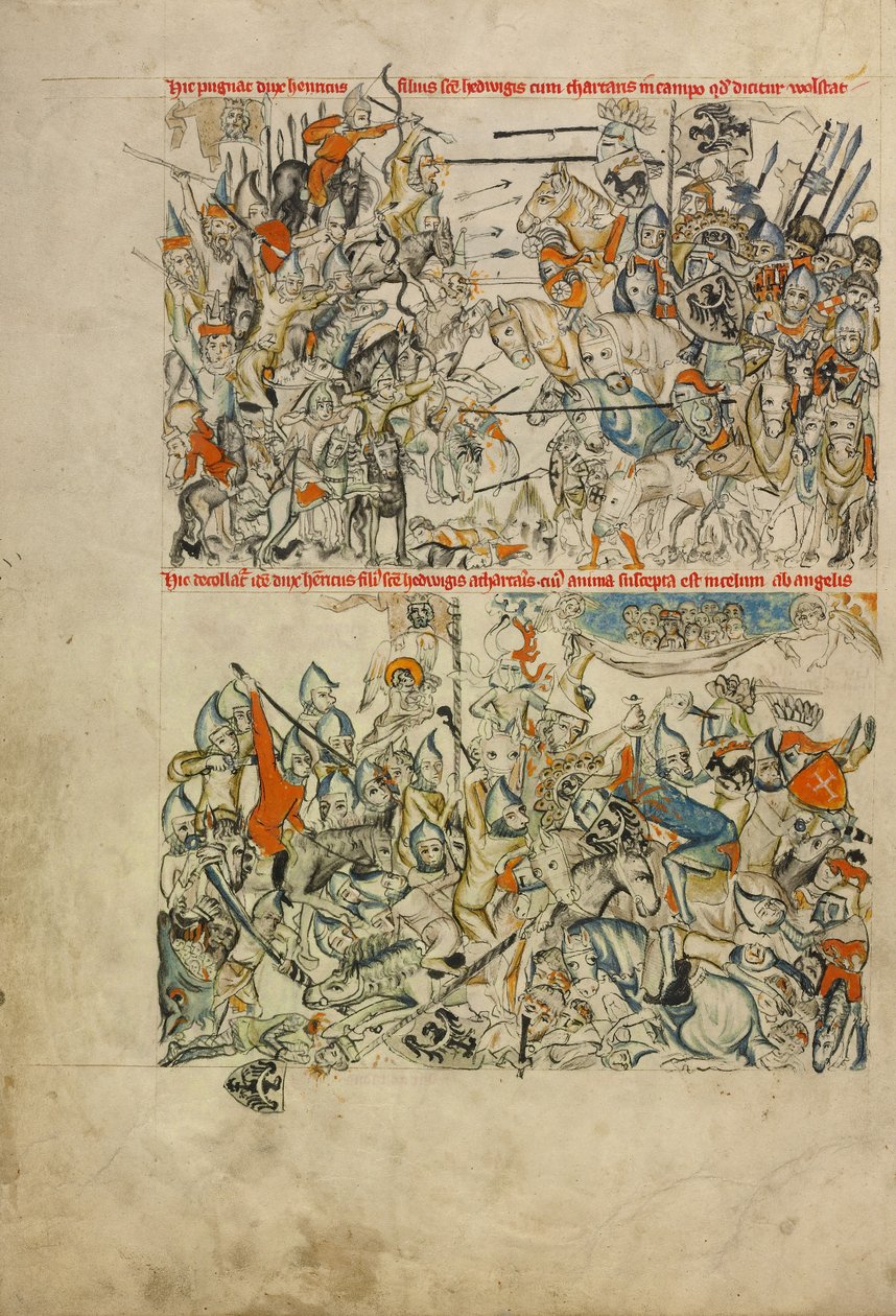 A Batalha de Liegnitz; A decapitação de Heinrich e a sua alma levada pelos anjos para o céu de Unknown artist