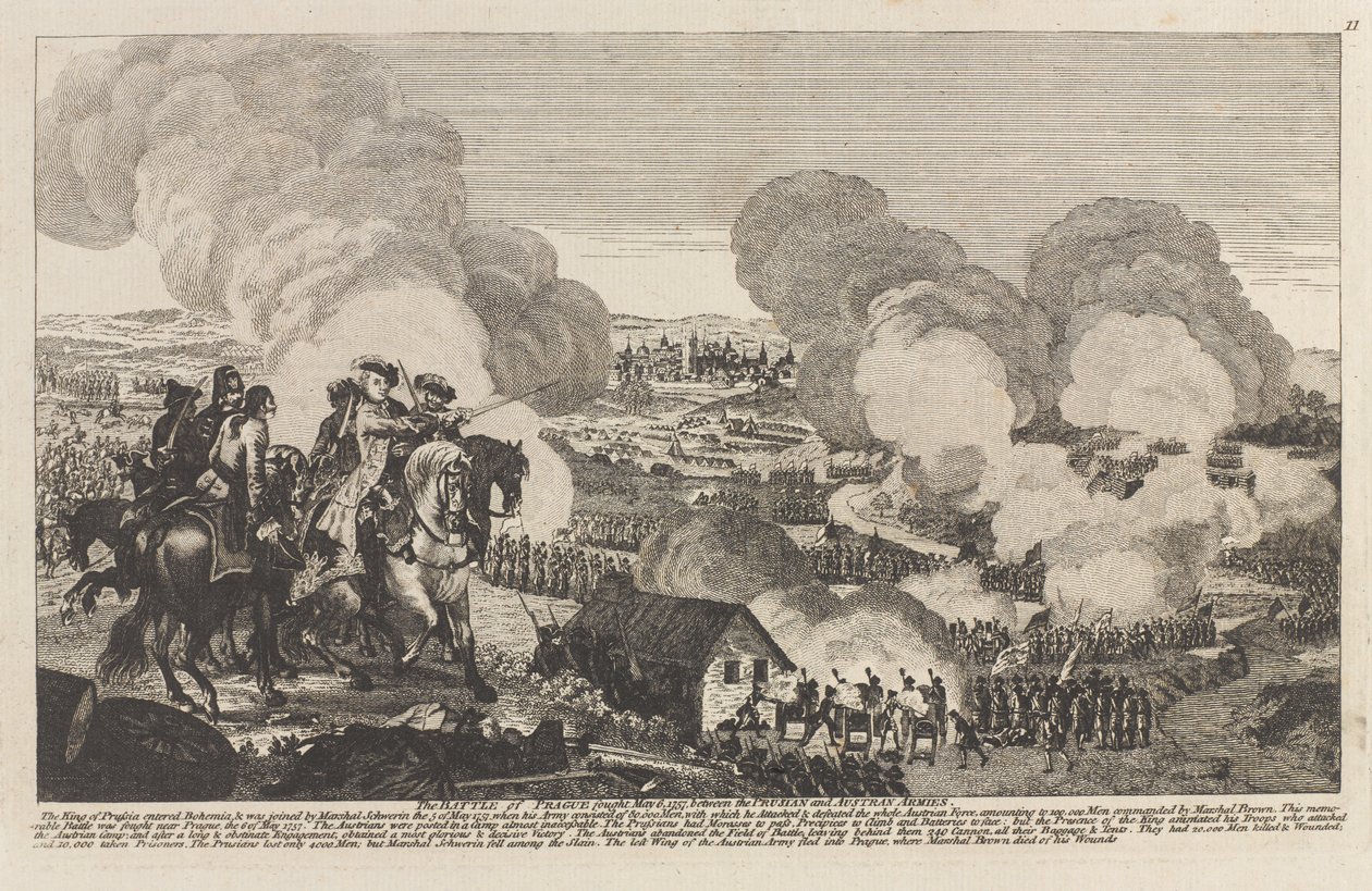 A Batalha de Praga, 6 de Maio de 1757 (gravação em linha) de Unknown artist