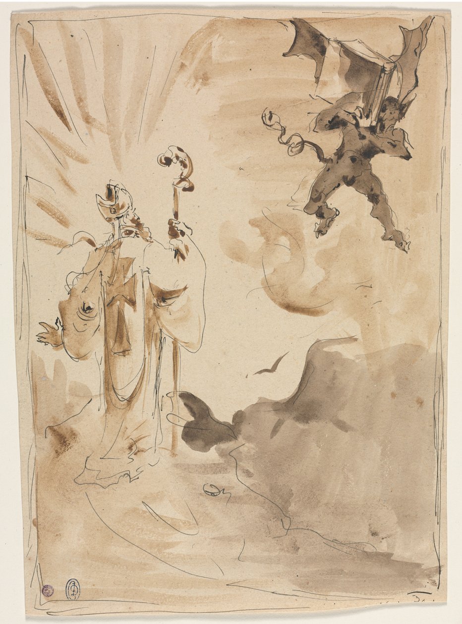 O Bispo e o Demônio (reto) de Unknown artist