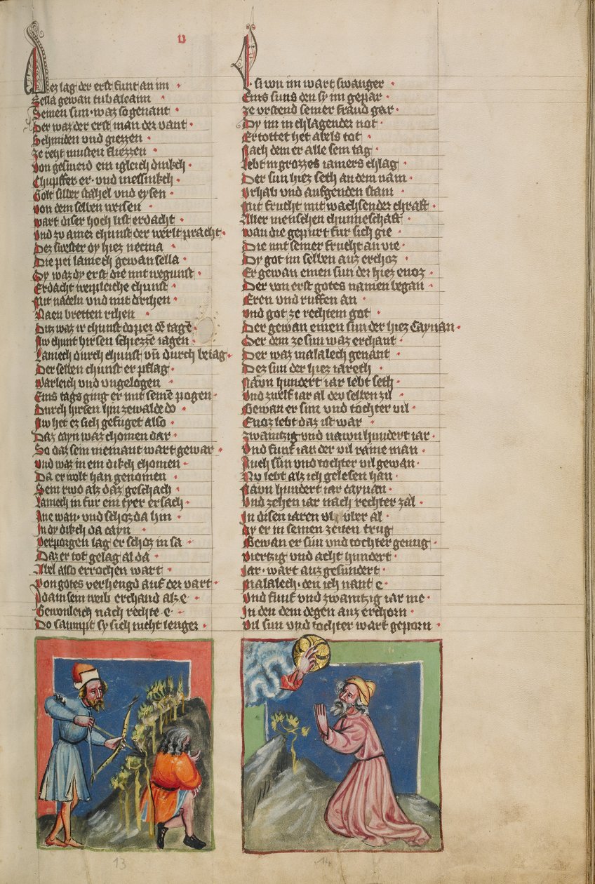 Lameque, o cego, mata Caim; Enoque perante Deus de Unknown artist