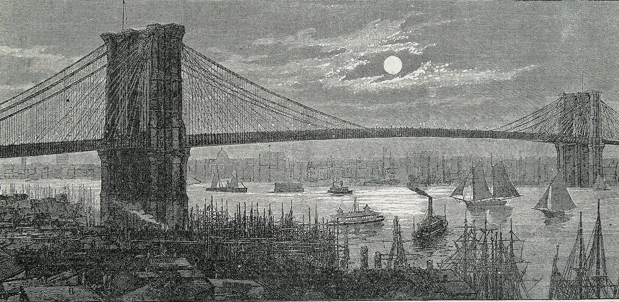 A Ponte do Brooklyn, Nova Iorque de Unknown artist