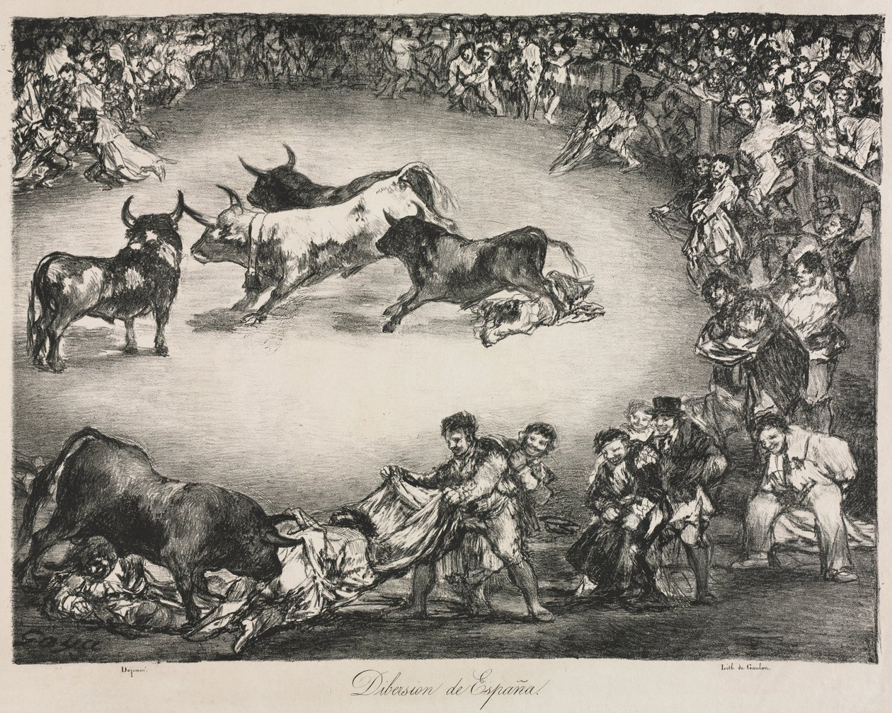 Os touros de Bordeaux: entretenimento espanhol de Unknown artist