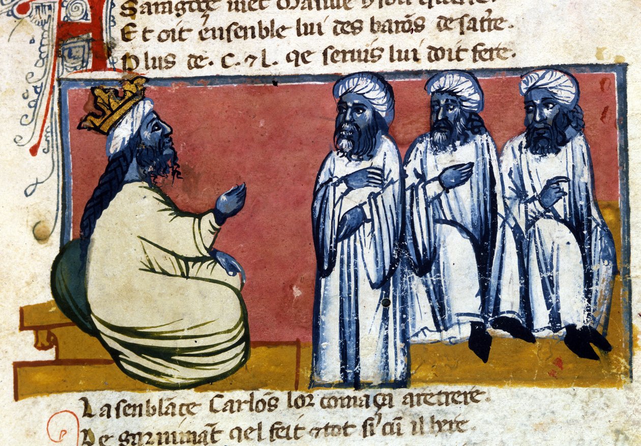 O califa da Espanha. Manuscrito do século XIV. Bíblia. Marciana, Veneza. de Unknown artist