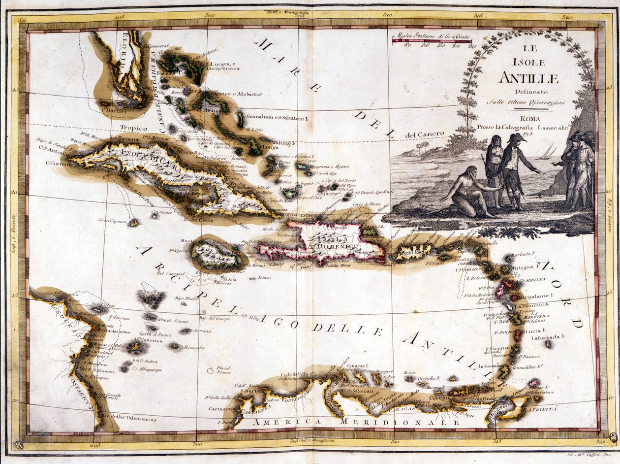 O arquipélago das Caraíbas, baseado num Atlas de 1798. de Unknown artist