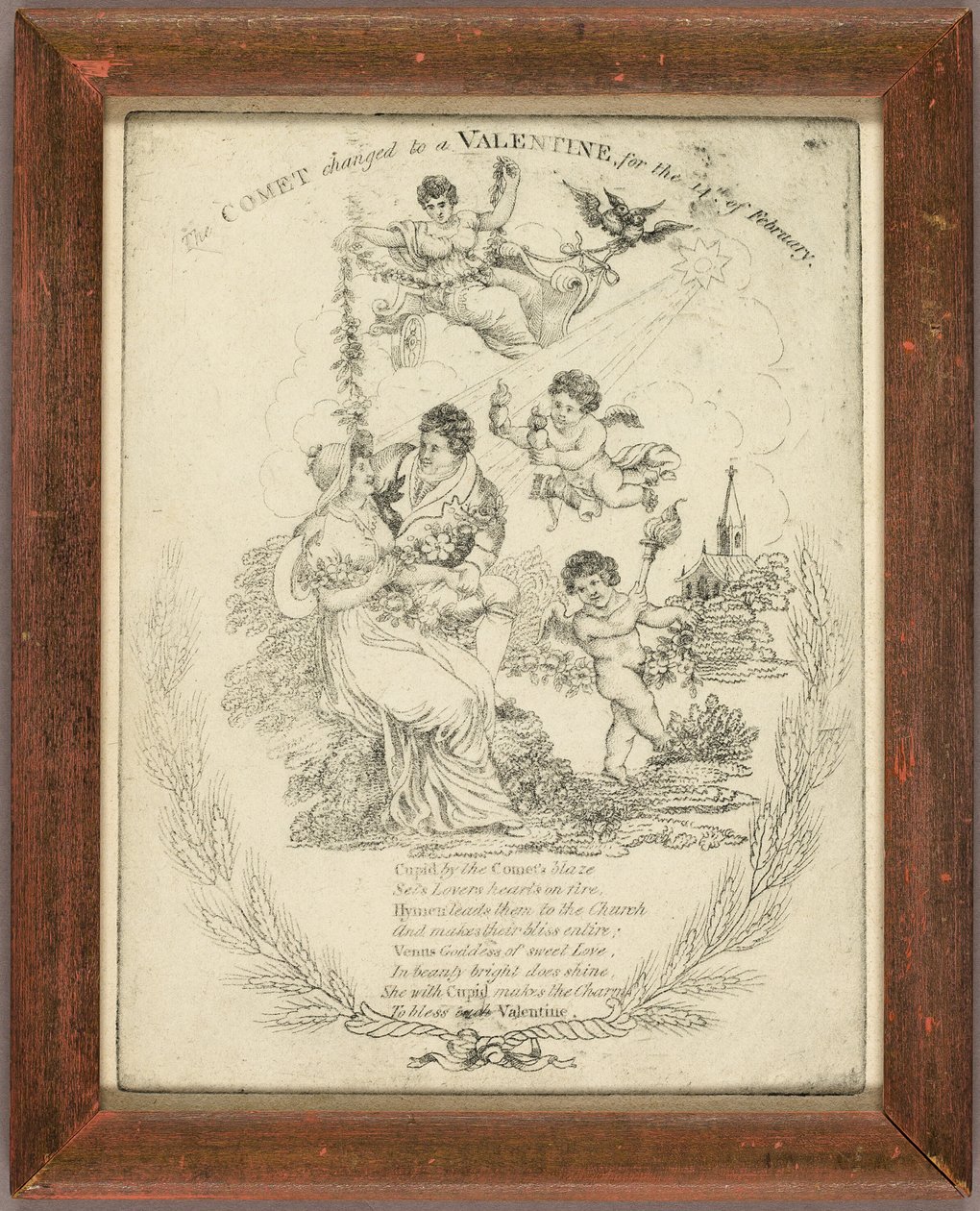 A mudança do cometa para um dia dos namorados a 14 de fevereiro (valentine) de Unknown artist