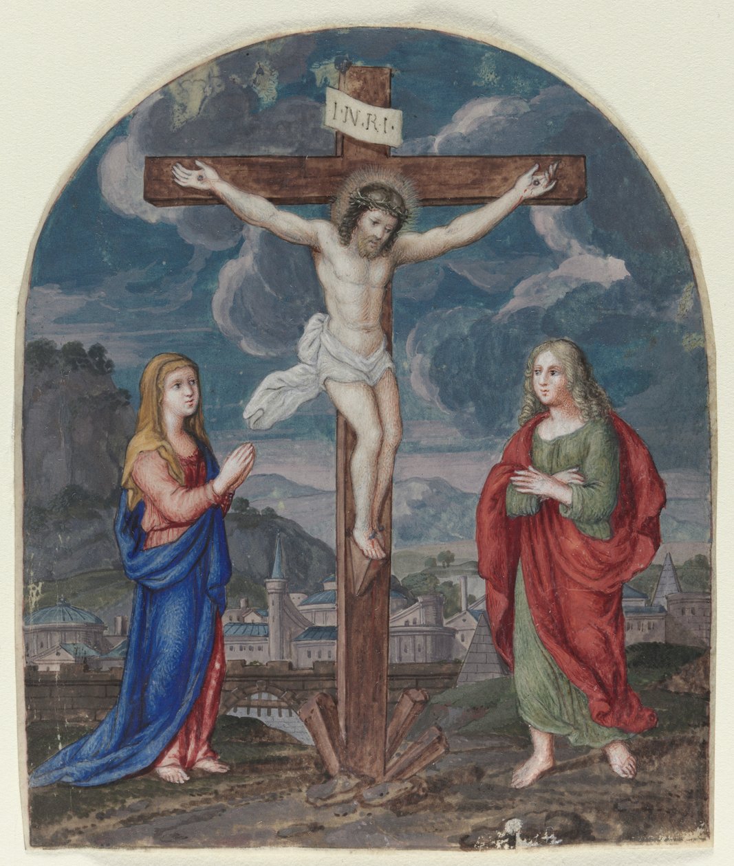 A crucificação: miniatura extirpada de um livro de orações de Unknown artist