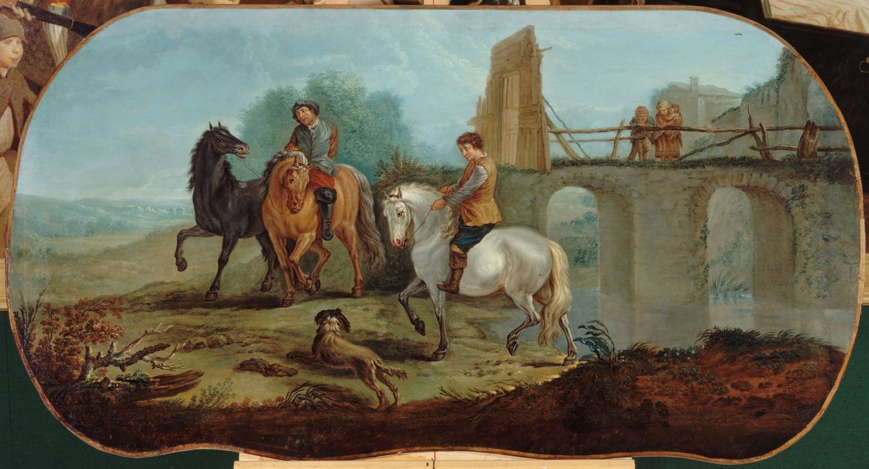 O adestramento dos cavalos, entre 1701 e 1800 (óleo sobre tela) de Unknown artist