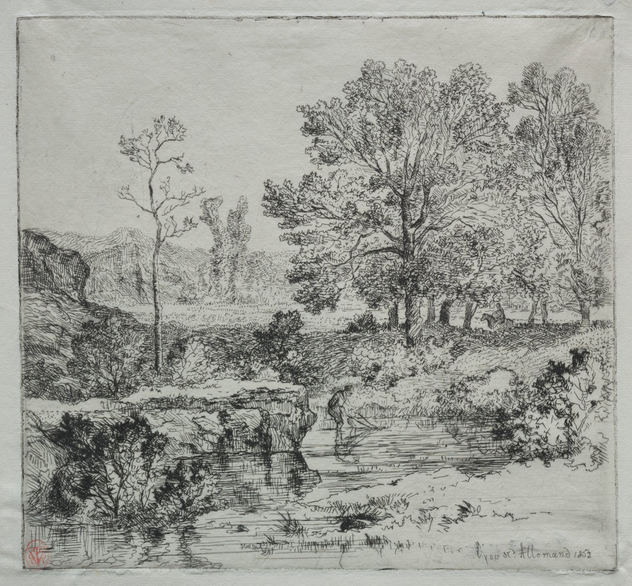 A orla da floresta. O pescador de camarão de Unknown artist