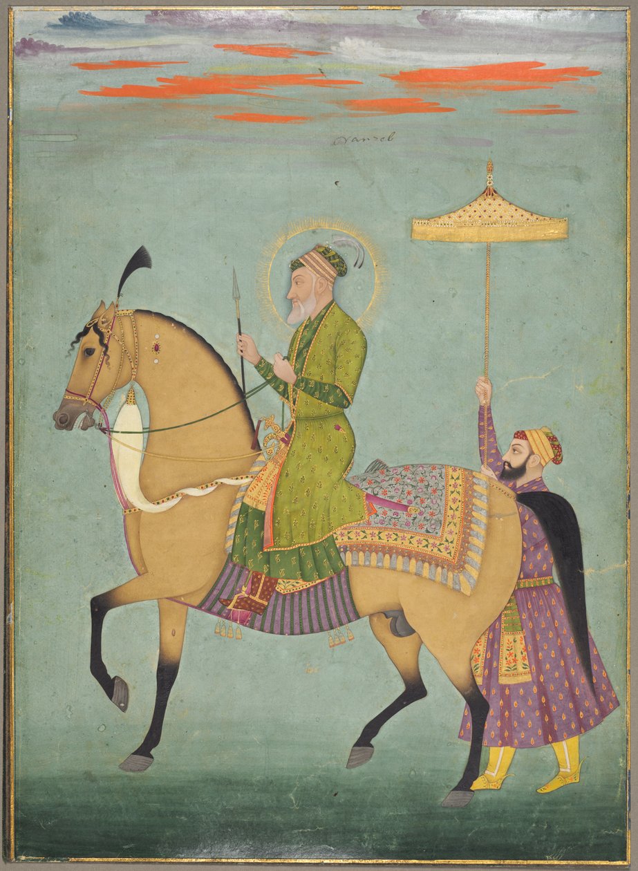 O imperador Alamgir (reinou 1658-1707) a cavalo de Unknown artist