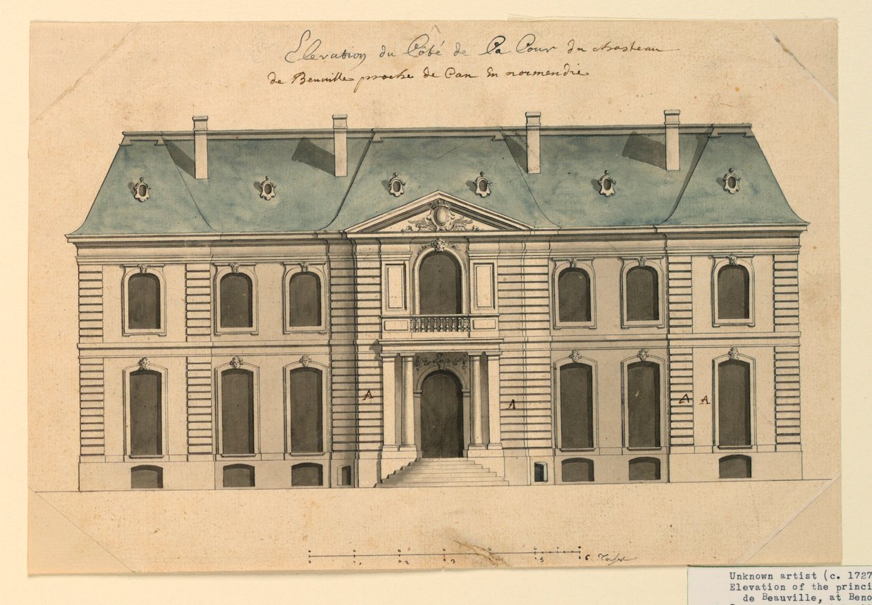 A elevação frontal de uma vila em Benoille de Unknown artist