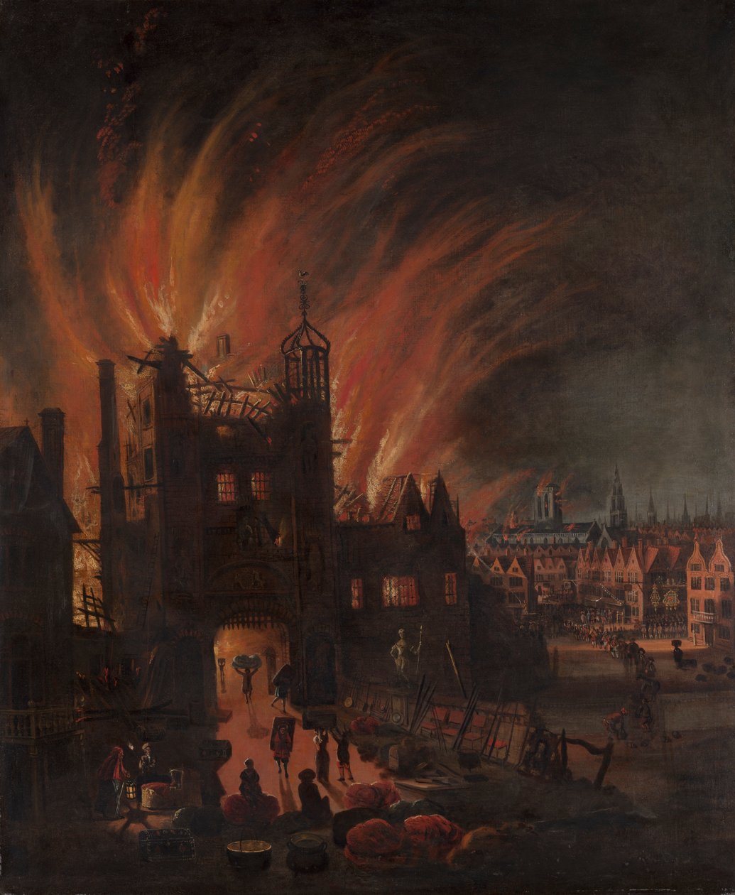 O Grande Fogo de Londres, com Ludgate e Old St. Paul