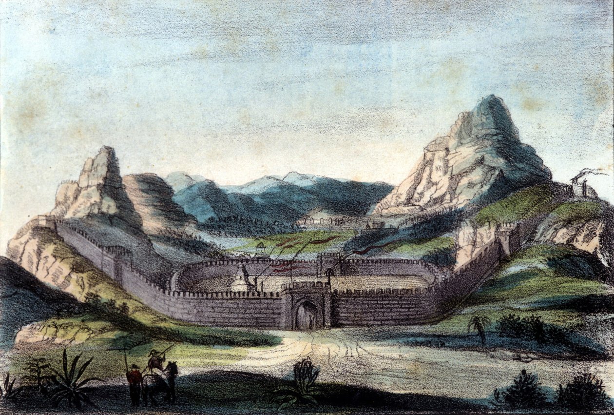 A Grande Muralha da China. Gravura do século XIX. de Unknown artist