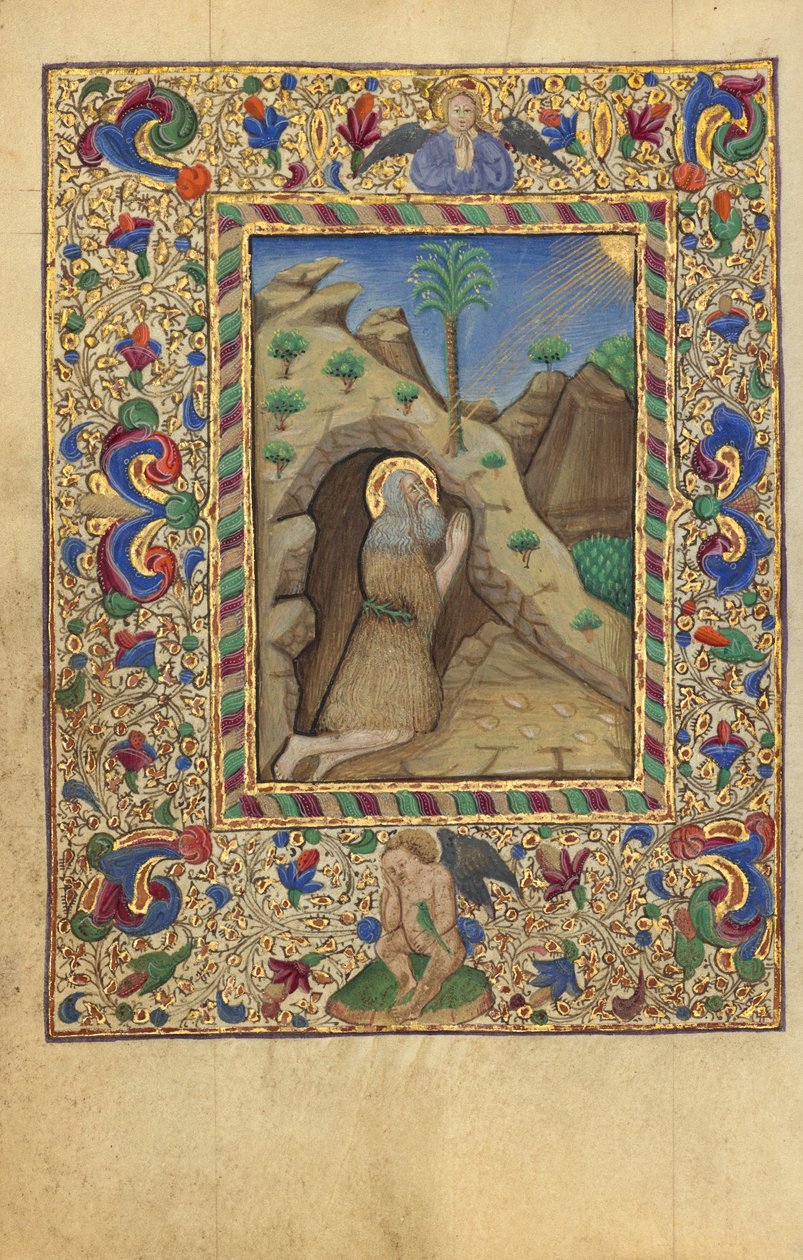 O eremita Honofrius em oração de Unknown artist