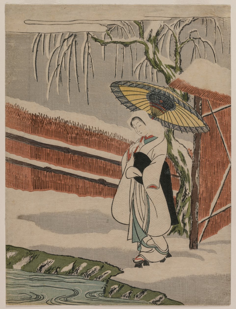 A donzela garça em pé debaixo de um salgueiro de Unknown artist