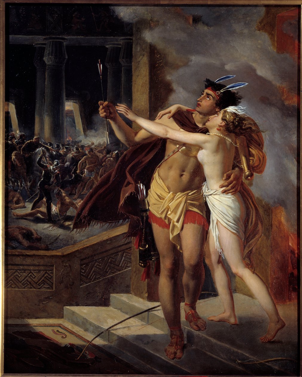 Os Incas ou a destruição do Império Perou Inca, destruído no século XVI pelos conquistadores espanhóis. Ilustração após o romance "Os Incas" do filósofo Jean Francois Marmontel. Pintura da escola anônima. Século XVIII. La Rochel de Unknown artist