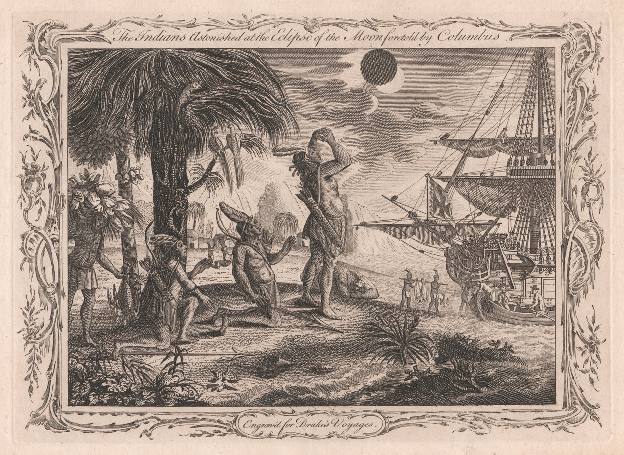 Os Índios Espantados com o Eclipse da Lua predito por Colombo de Unknown artist