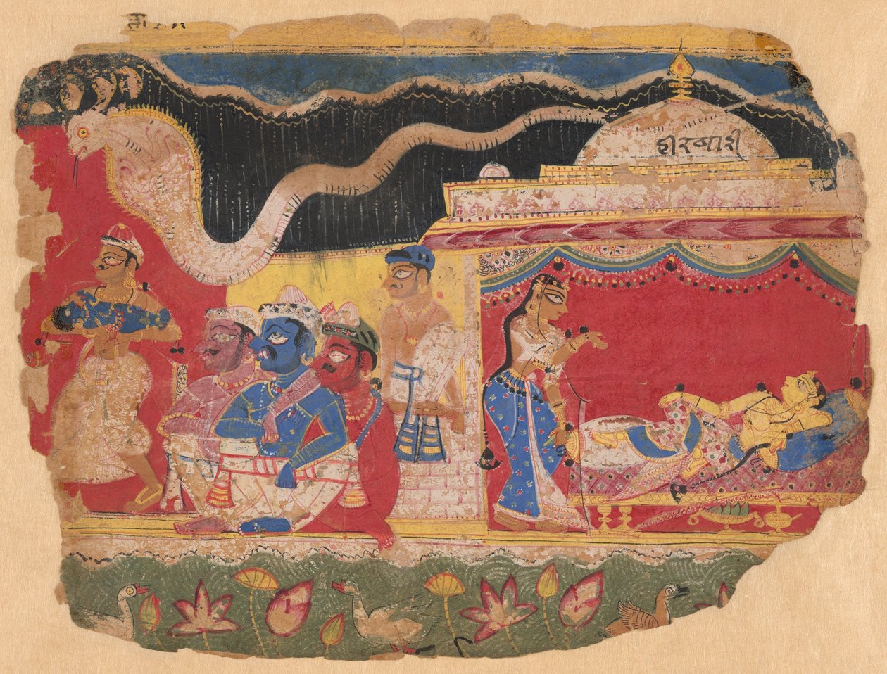 O Infante Krishna levado para longe por Vasudev, de uma cópia do Bhagavat Purana Disperso de Unknown artist