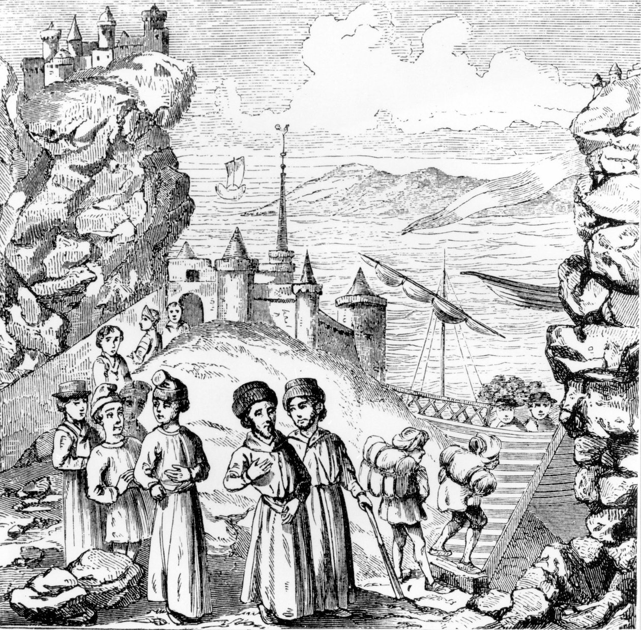 Os judeus caçados de Espanha. Reprodução de uma gravura do início do século XVII. de Unknown artist