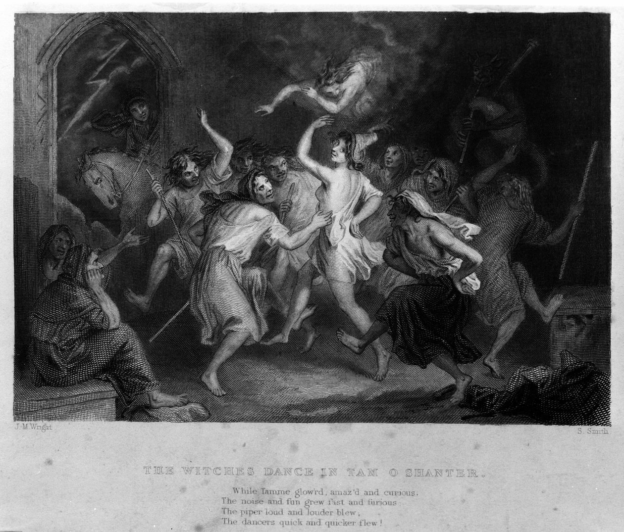 The Legend of Cutty Sark depois do poema de Robert Burns: a dança das bruxas. Gravura do século XIX de Unknown artist