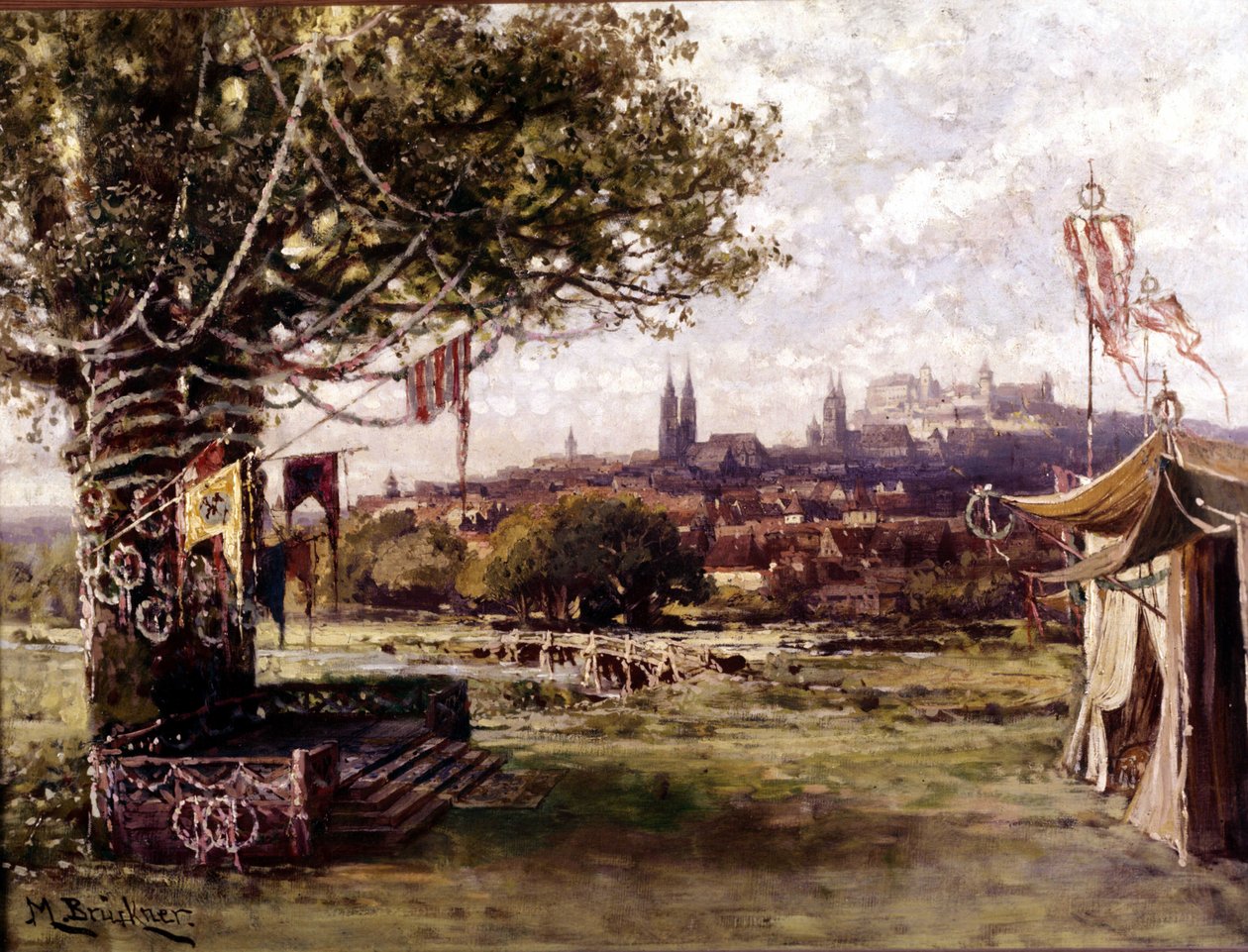 Os Mestres Cantores de Nuremberga (Die Meistersinger von Nürnberg), ópera criada por Richard Wagner: cenografia de Bruckner. Museu Wagner Bayreuth. de Unknown artist