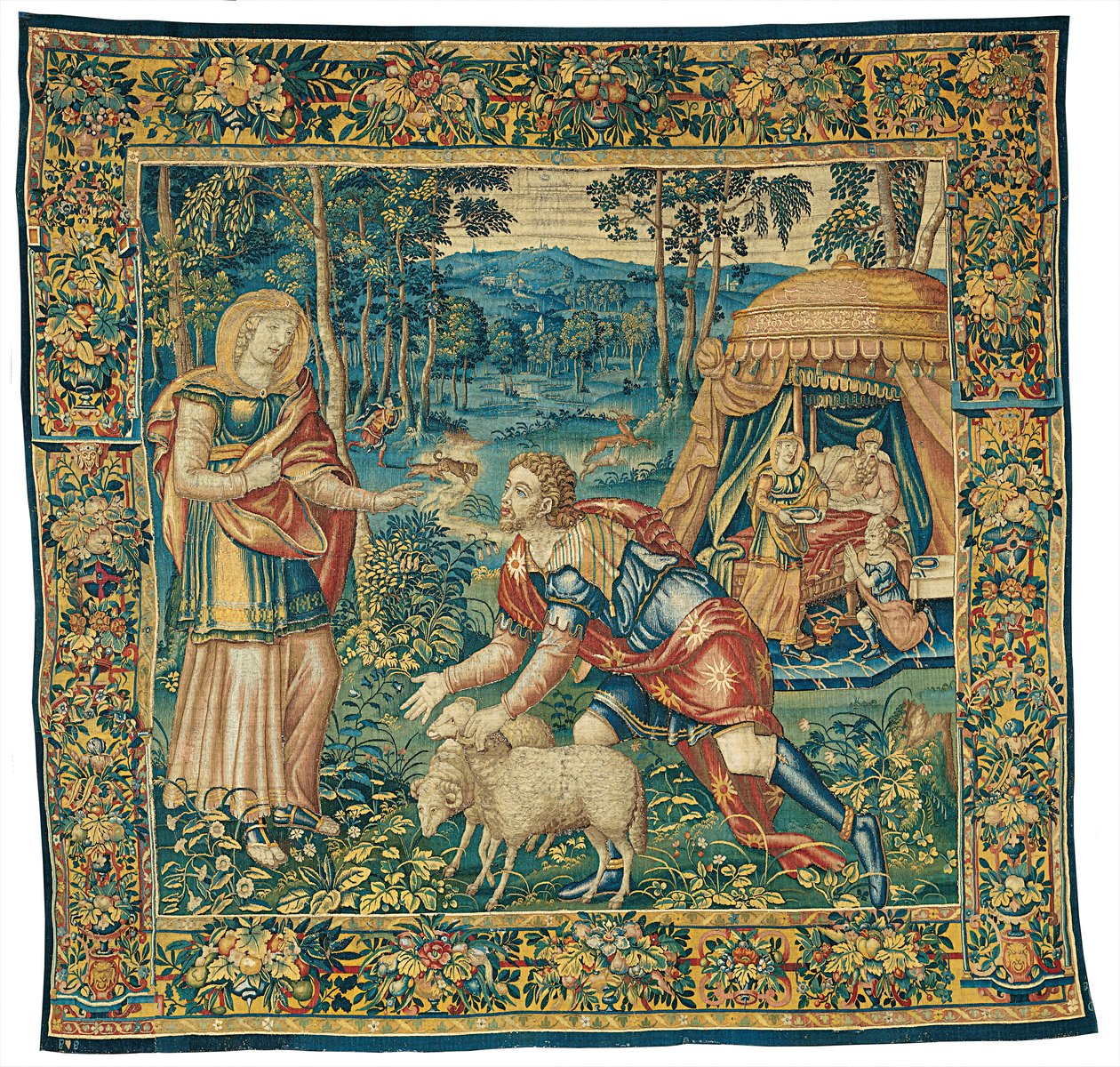 O encontro de Jacob e Rebeca, e Isaac abençoa Jacob, de A História de Jacob de Unknown artist