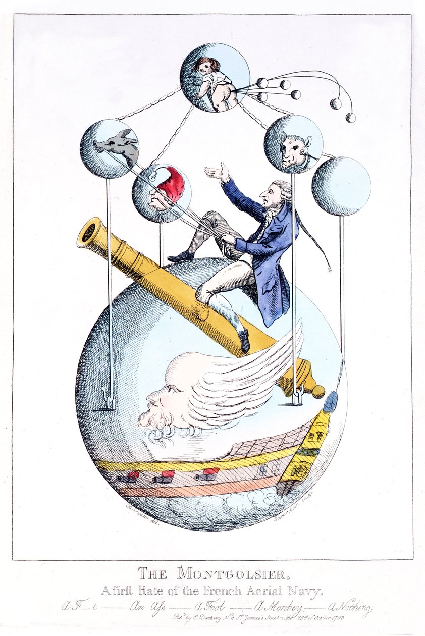 O Montgolsier: Uma primeira taxa da Marinha Aérea Francesa (imprimir) de Unknown artist