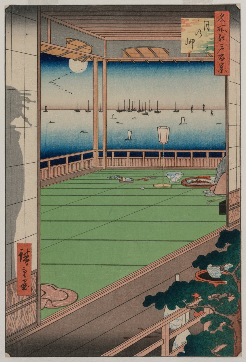 The Moon-Viewing Promontory, da série Cem Vistas de Lugares Famosos em Edo de Unknown artist