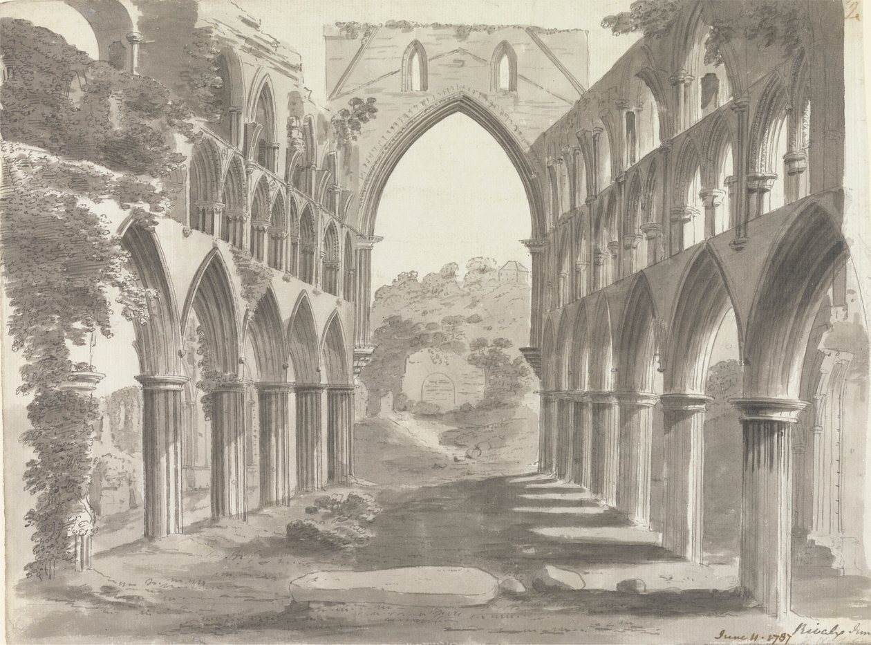 A Nave da Abadia de Rievaulx, Yorkshire de Unknown artist