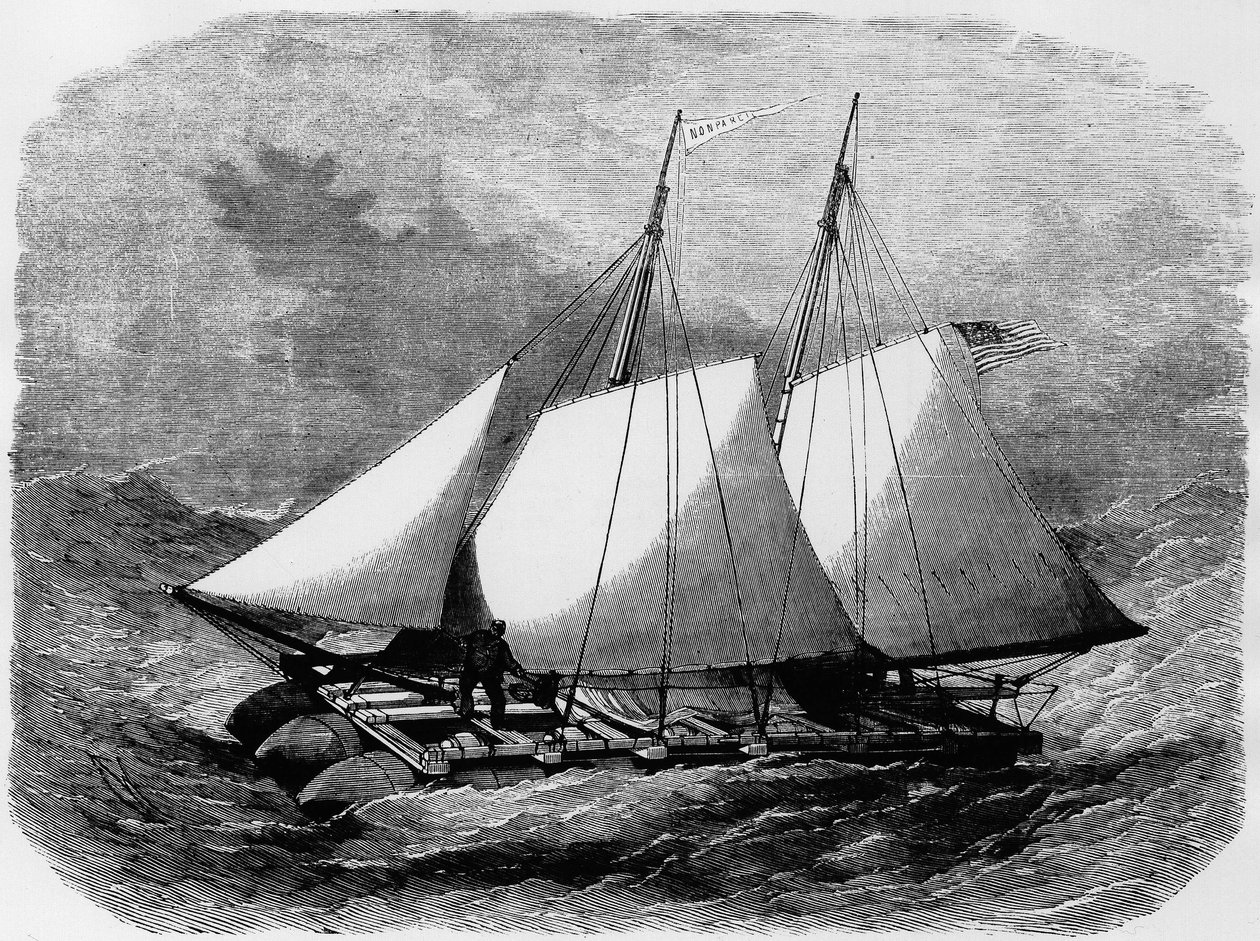 O "Nonpareil": bote salva-vidas americano, construído em borracha, e que fez a travessia do Atlântico, é um modelo que foi exibido no campo de Marte - no "Grand Album de l