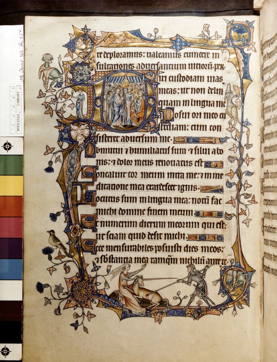 O carvalho e um unicórnio, ilustração de "Ormesby Psalter de Unknown artist