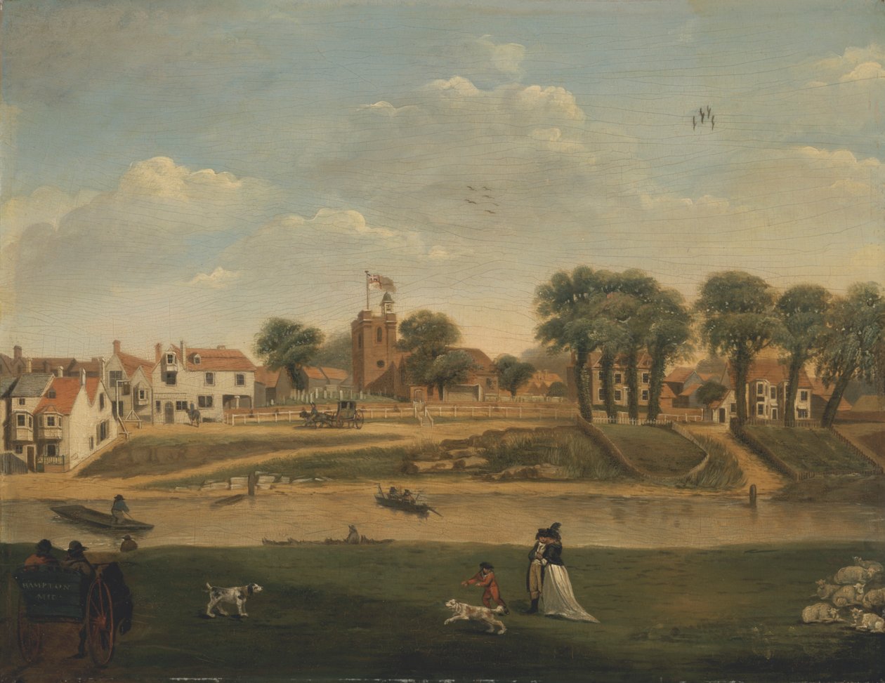 A Antiga Igreja Paroquial e Aldeia, Hampton-on-Thames, Middlesex, século XVIII de Unknown artist
