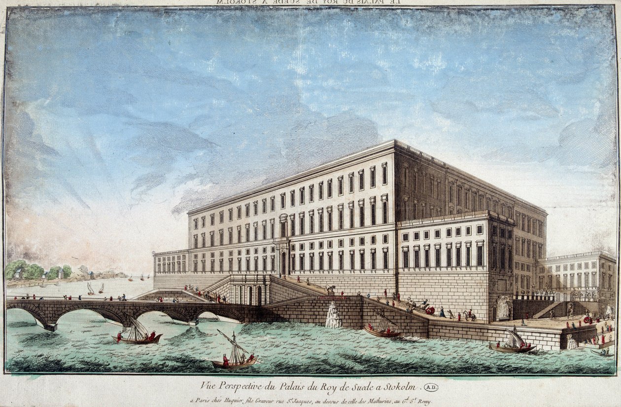 O Palácio do Rei da Suécia em Estocolmo - gravura de Unknown artist