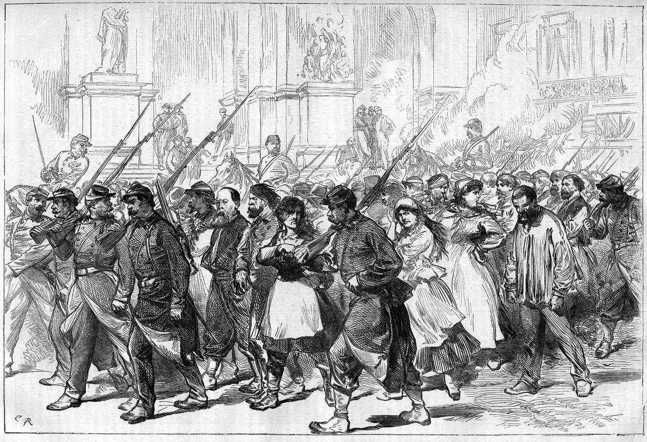 A Comuna de Paris, em 1871. Caravana de Federes (comunas) feita prisioneira, passando pela Place de l