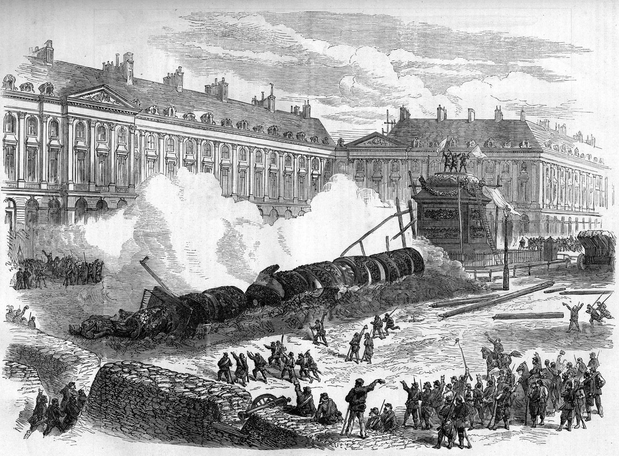 A Comuna de Paris, em 1871. Demolição da coluna Vendôme pelos federais (comunas) em 12 de abril de Unknown artist