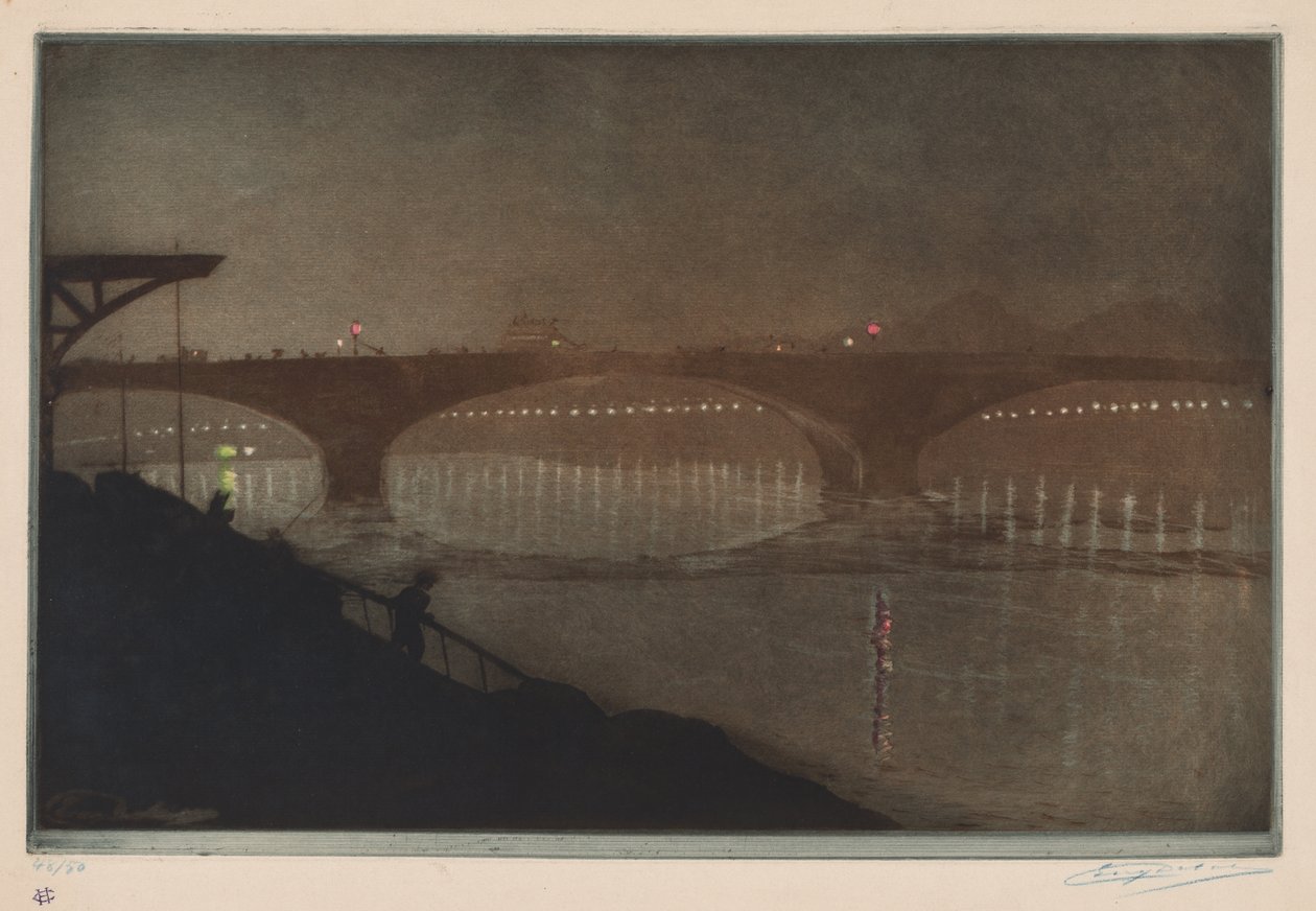 A Ponte Solferino: Efeito Noturno de Unknown artist