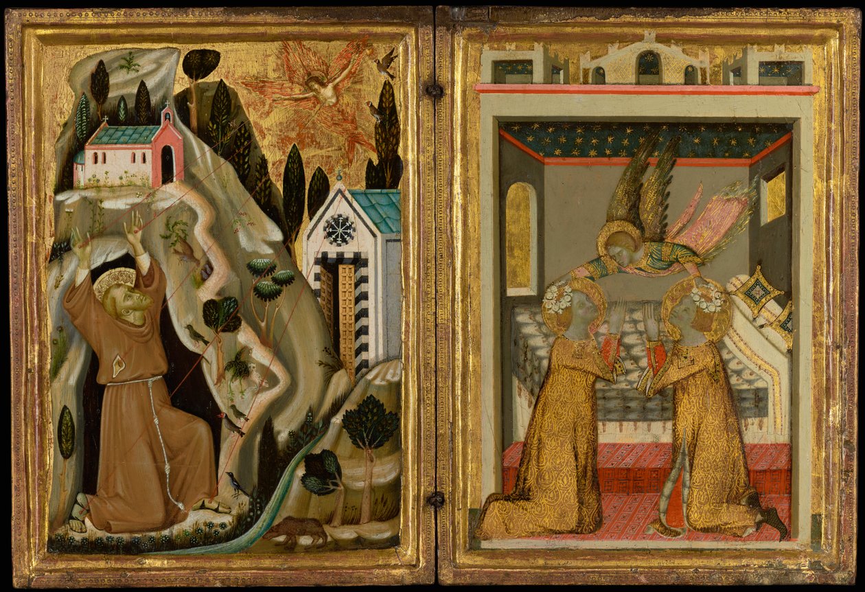 A estigmatização de São Francisco e a coroação dos anjos Cecília e Valeriano de Unknown artist