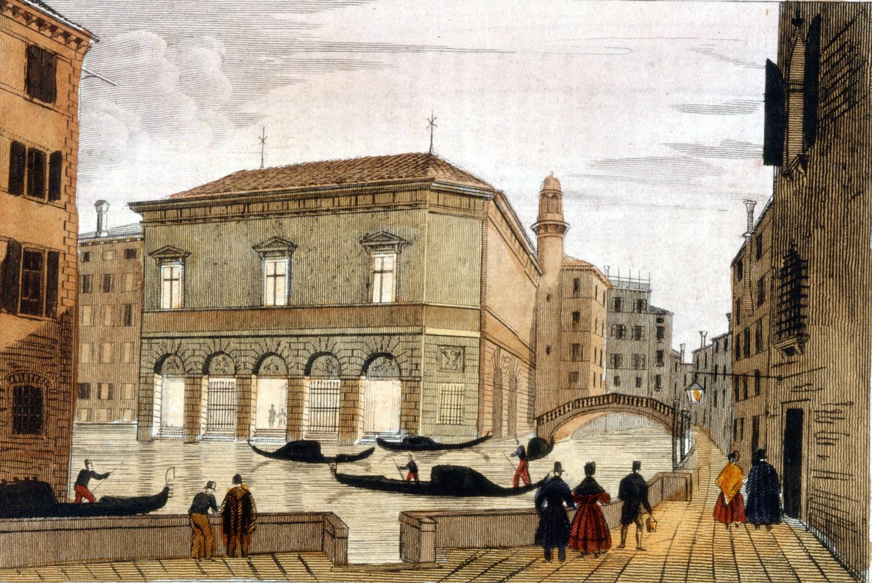 O Teatro "La Fenice" em Veneza. Gravura do final do século XVIII. de Unknown artist