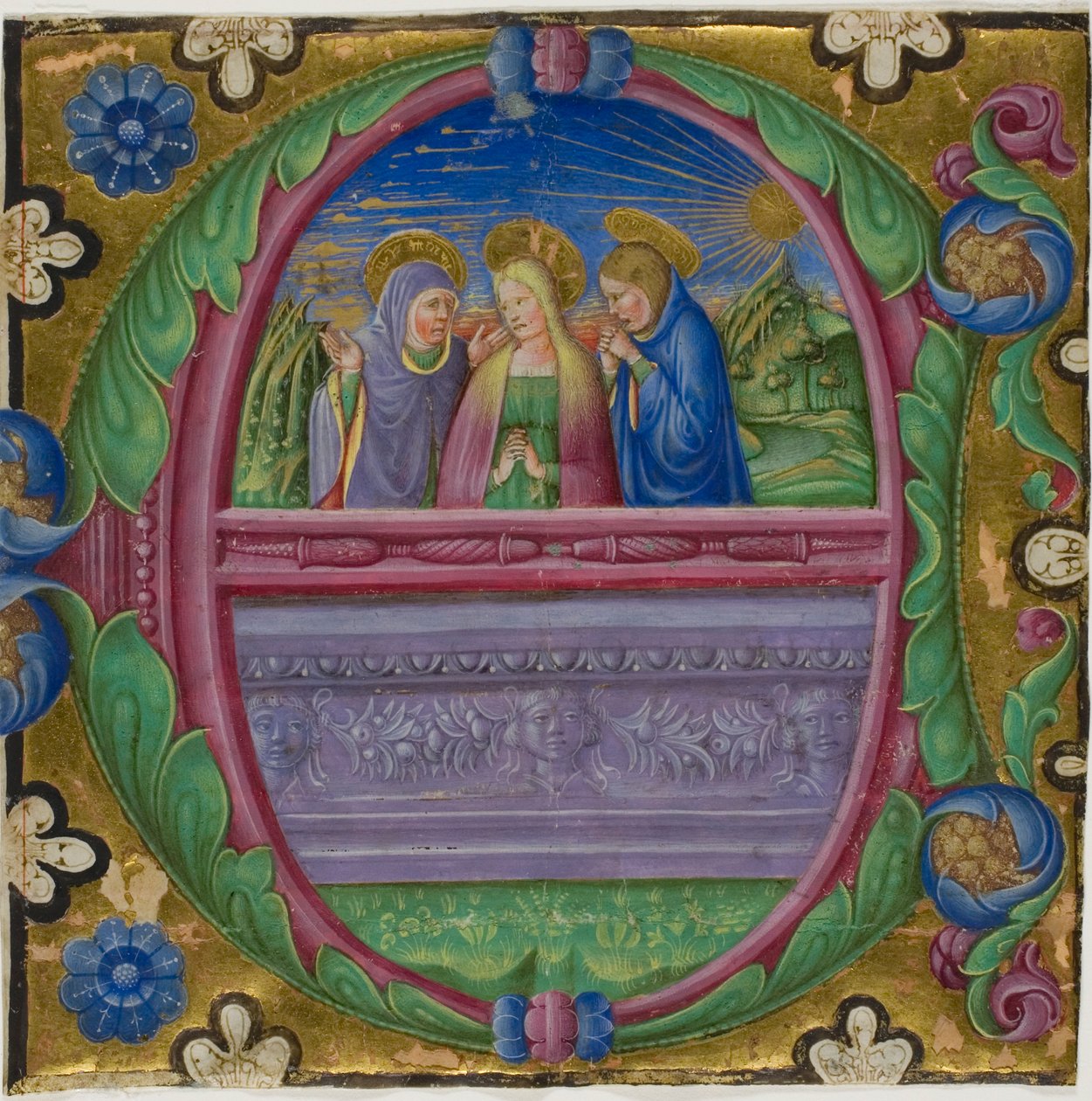As três Marias no túmulo numa inicial "E" historiada de um livro de coro de Unknown artist