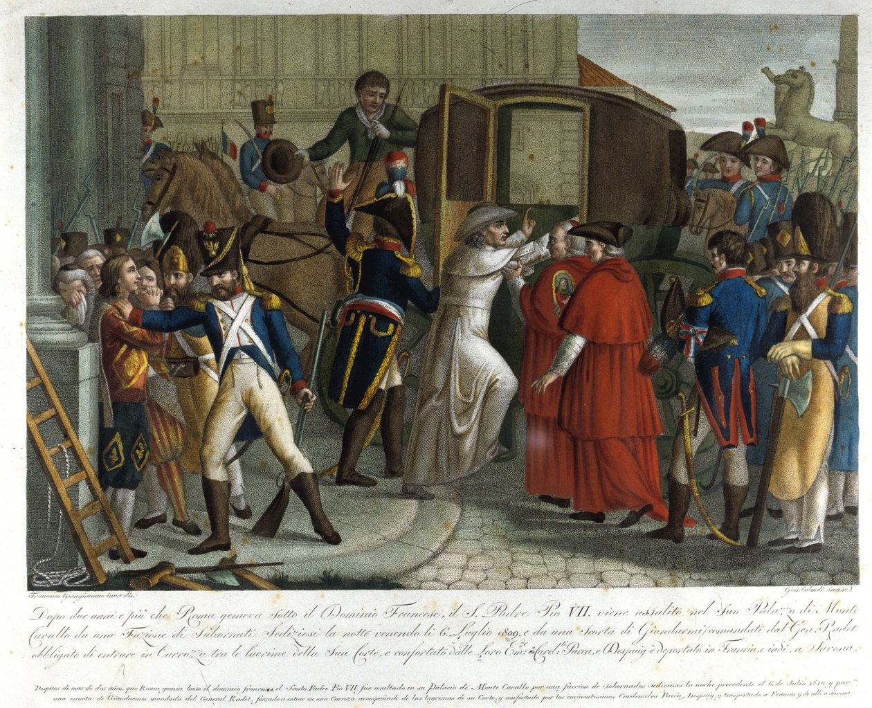A prisão de Pio VII (1742 - 1823) em Savona, em 1809. de Unknown artist