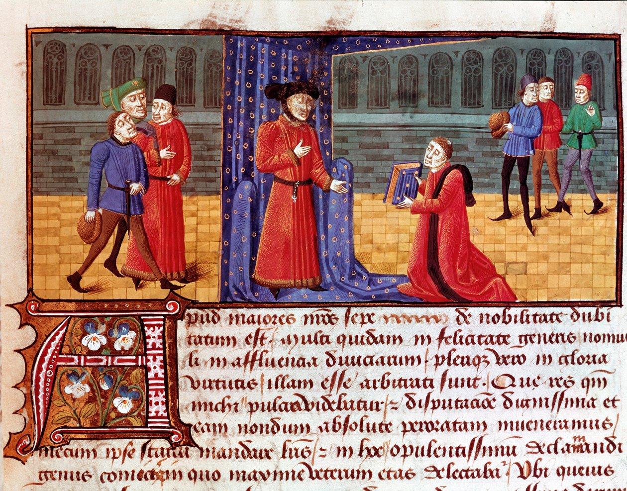 O autor apresenta a sua obra Página retirada de "Sophilogium" (Archiloge Sophie. Livro de Boas Práticas) de Jacques Legrand (Legrant) (1365-1415) Torre do Tombo do século XV ou XVI, Lisboa de Unknown artist