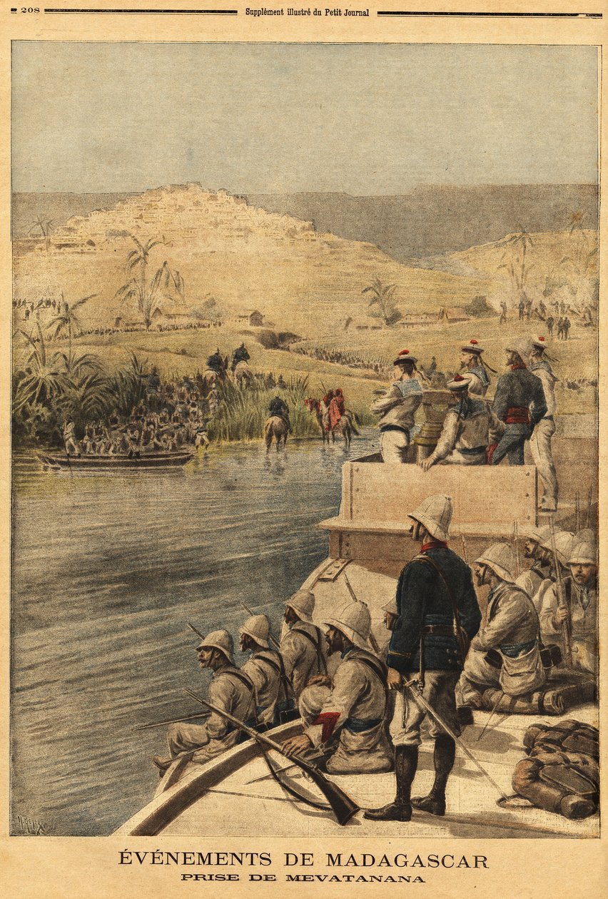 A captura de Mevatanana (Madagáscar) pelo exército francês. Gravação no "Le petit journal" 30/06/1895. A coleção de Selva. de Unknown artist