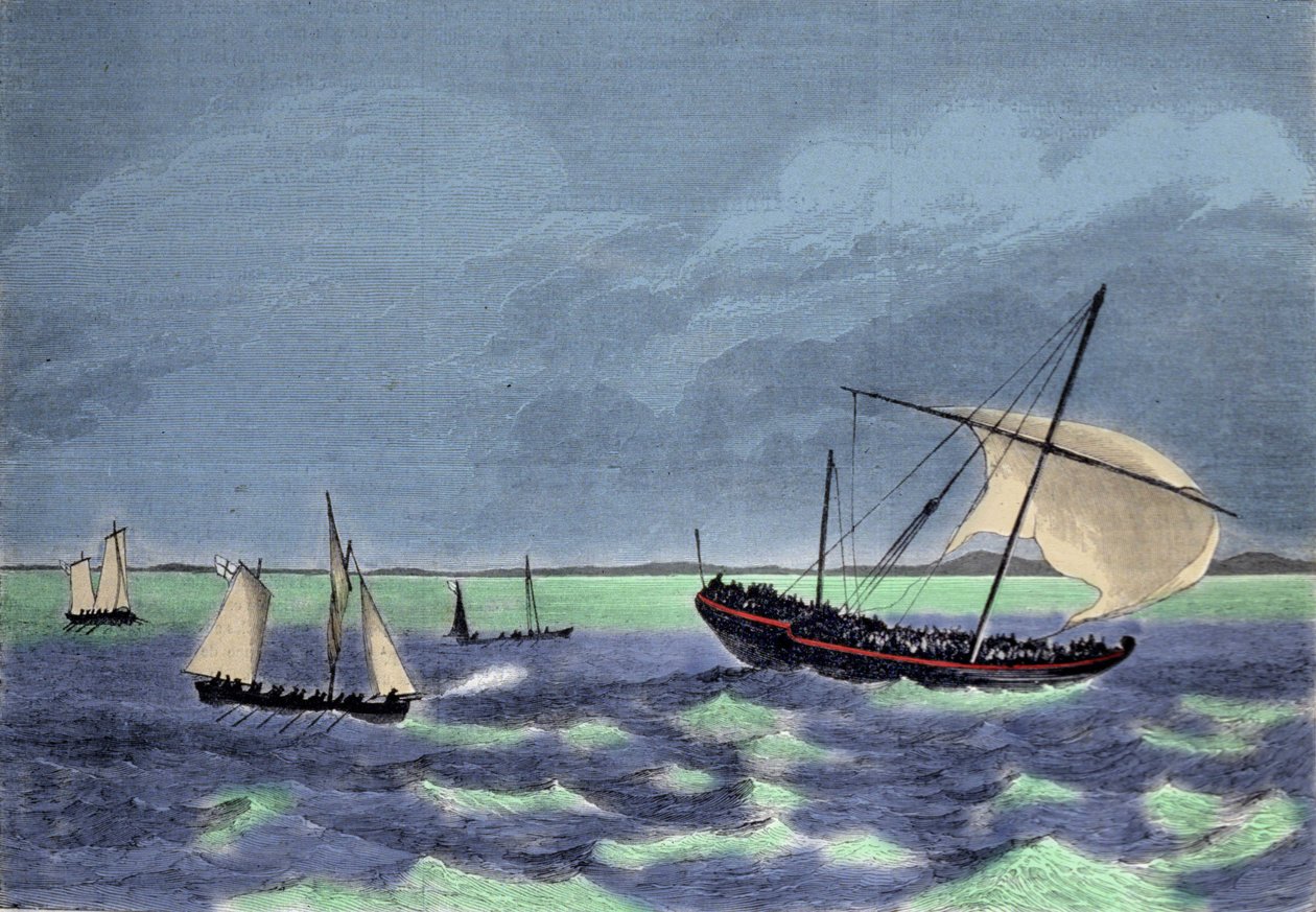 A captura de um dhow (barco árabe) negrier ao longo da costa malgaxe. de Unknown artist
