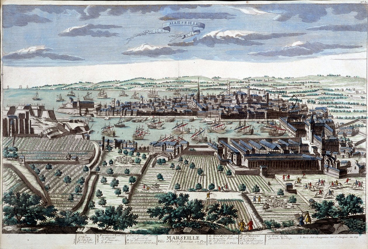 A cidade e o porto de Marselha no século XVIII - B.N. de Unknown artist
