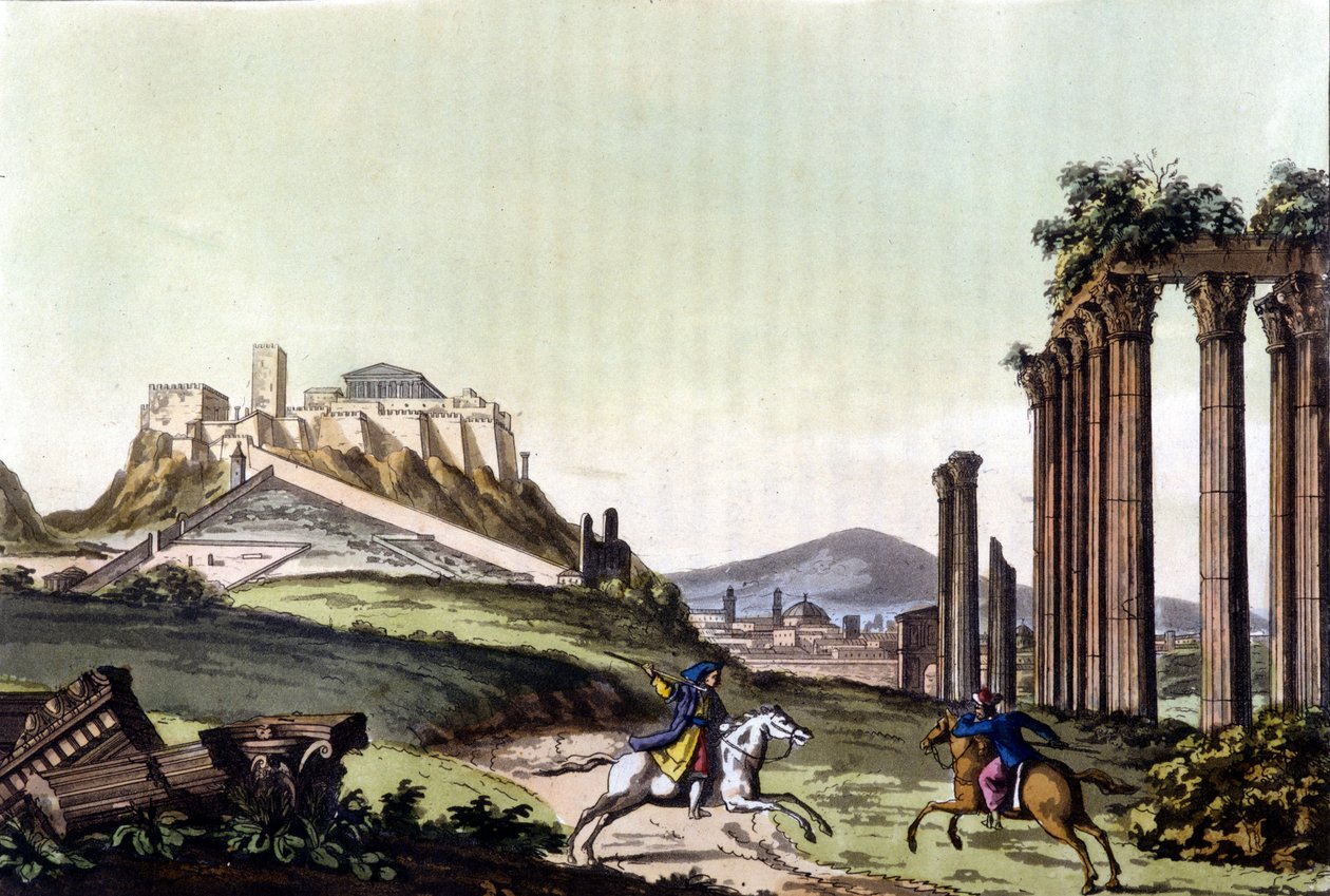 The city of Athenes in 1810. in" The old and modern costume" de Jules Ferrario, ed. Milão de Unknown artist