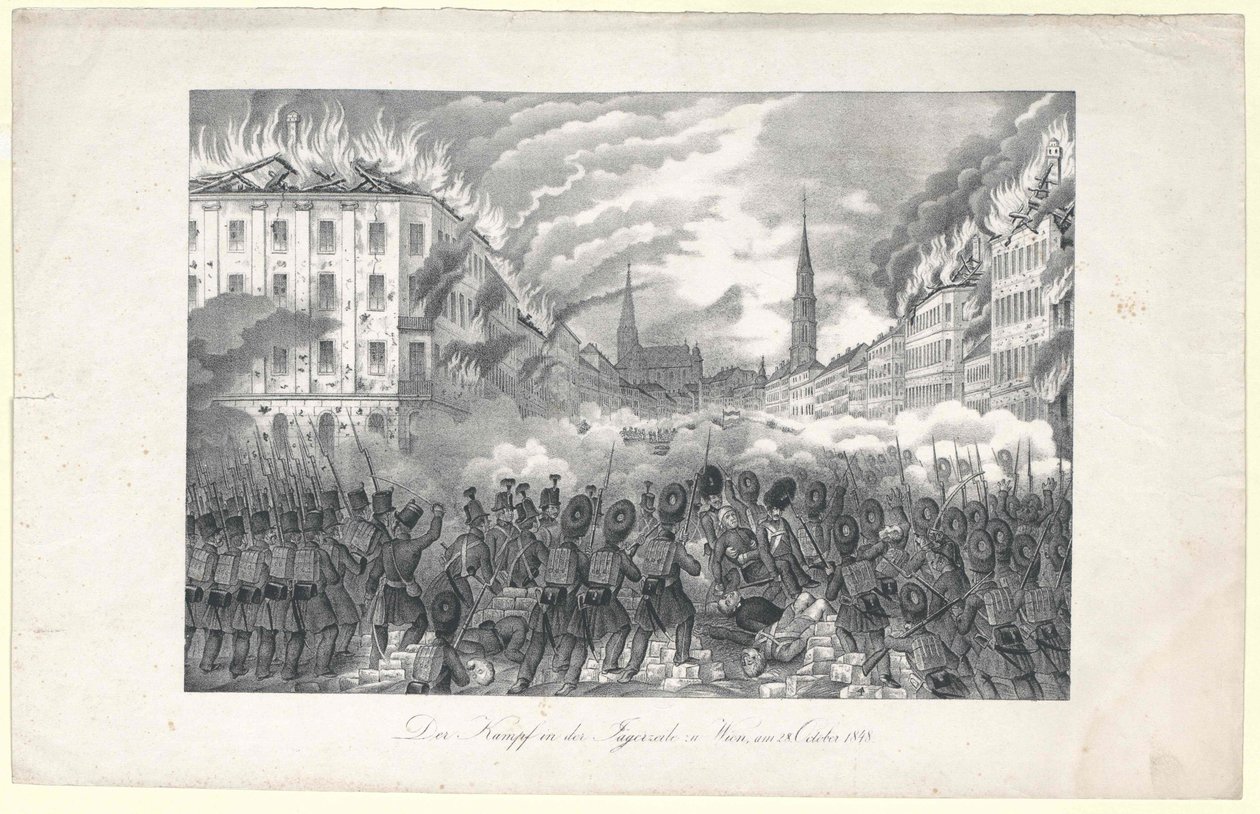 O combate no Jaegerzeile para Viena de Unknown artist