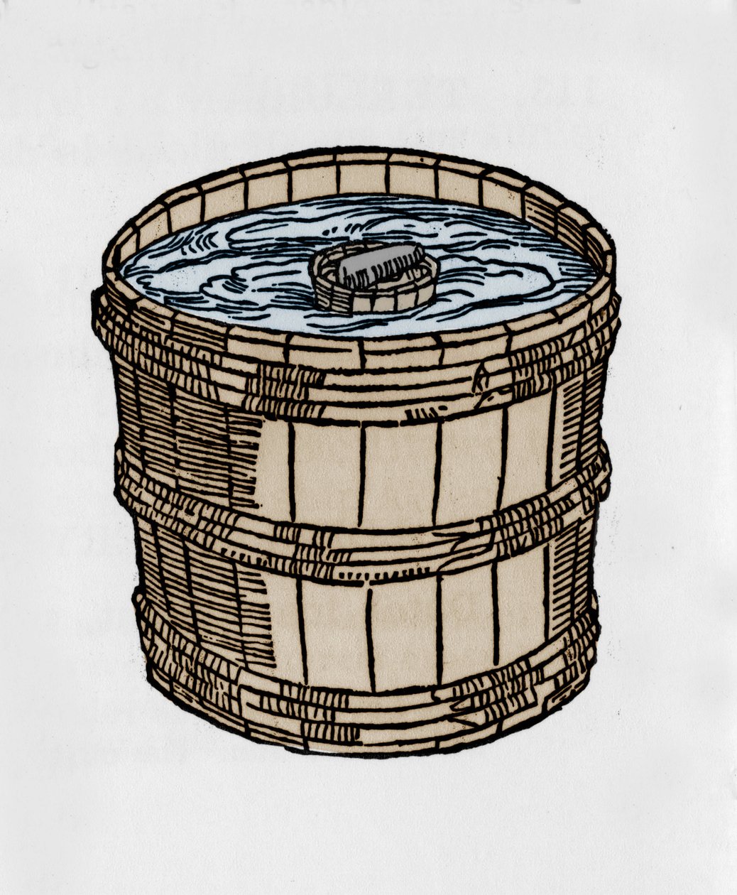 A consola na sua forma mais antiga a flutuar na superfície da água. Ilustração de um tratado sobre magnetismo de J. Taisnier de Unknown artist