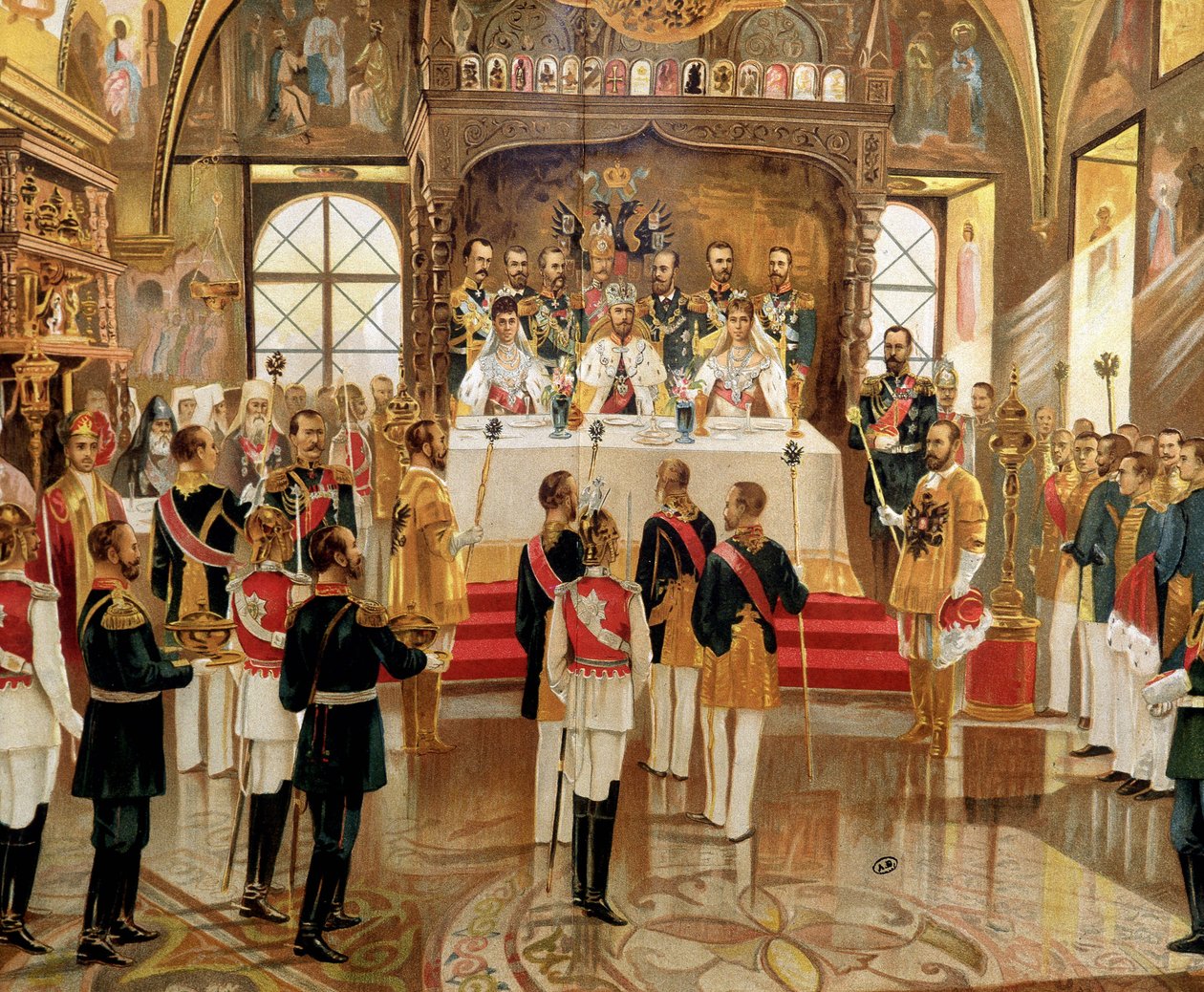 A coroação de Ysar Nicholas II (1868-1918) em Moscovo, Rússia de Unknown artist