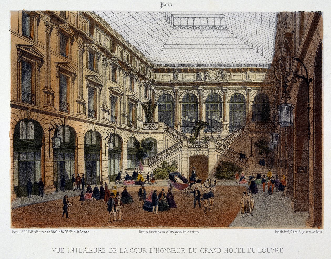 O pátio de honra do Grand Hôtel du Louvre de Unknown artist