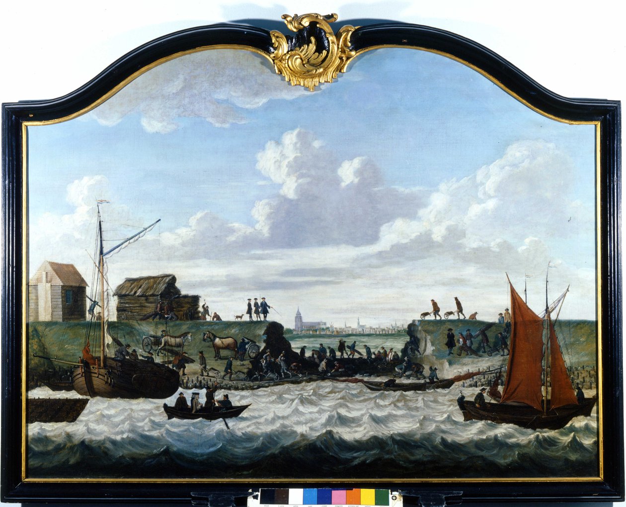 A barragem de Zierikzee. A pintura anónima do século XVIII. Zierikzee Wastenday Siloten, Duiveland. de Unknown artist